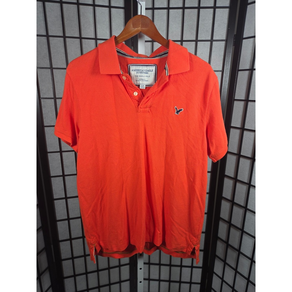 VTG Y2K American Eagle Outfitters Blokecore Preppy Polo Shirt Mens Large Orange